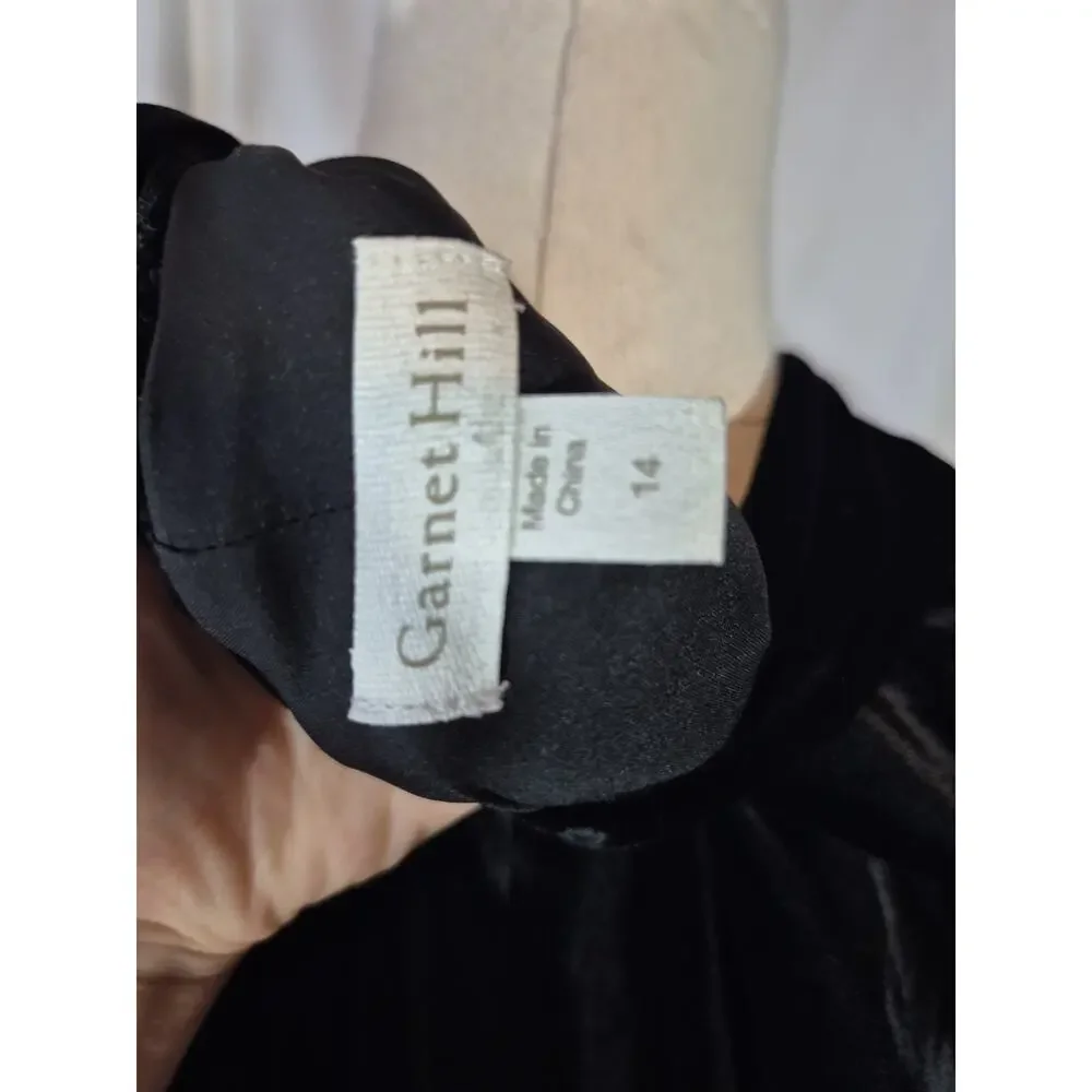 Garnet Hill Velvet Silk Blend Blazer Black Front Pockets US 14